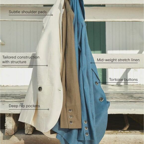 Universal Standard Women's Coastal Linen Blend Two Button Olive Green Blazer NWT - Picture 3 of 11